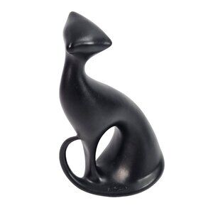 Vintage MCM Sitting Black Cat Porcelain Figurine 7 in Royal Dux Czechoslovakia